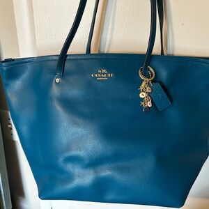 Coach Blue Leather Tote Bag